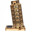Colored Drawing DIY Veneer Leaning Tower with Automatic Solar LED Light Sensation Romantic Gift for Valentine's Day