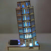 Colored Drawing DIY Veneer Leaning Tower with Automatic Solar LED Light Sensation Romantic Gift for Valentine's Day