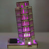 Colored Drawing DIY Veneer Leaning Tower with Automatic Solar LED Light Sensation Romantic Gift for Valentine's Day