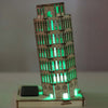 Colored Drawing DIY Veneer Leaning Tower with Automatic Solar LED Light Sensation Romantic Gift for Valentine's Day