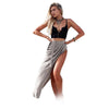 Fashionable Shir Asymmetric High Side Slit Solid Color Belt Skirt for Women