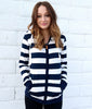 Long Sleeve Striped Zippered Women's Hoodie