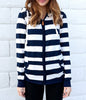 Long Sleeve Striped Zippered Women's Hoodie