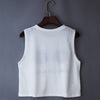 Brief Round Collar Sleeveless Print Patchwork Design T-shirt for Women