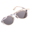 Chic Vintage Unisex Sunglasses Round Frame Colored Coating Eye Wear