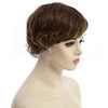 Fluffy Inclined Bang Brown Mixed Short Wavy Noble Synthetic Stylish Capless Wig For Women