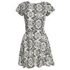 Vintage Jewel Collar Short Sleeve Printed A-Line Ball Gown Dress for Women