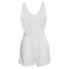 Sexy V-neck Sleeveless Hollow Out Lace Patchwork Design Solid Color Jumpsuit for Women