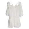 Fresh Style Scoop Collar Half Sleeve Lacework Design Loose-Fitting Beach Blouse for Women