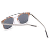 Textured Transparent Reflective UV400 Vintage Style Solid Color Sunglasses