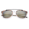 Textured Transparent Reflective UV400 Vintage Style Solid Color Sunglasses
