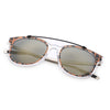 Textured Transparent Reflective UV400 Vintage Style Solid Color Sunglasses