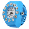 BOZHI Candy Color Women Artificial Diamond Finger Ring Quartz Watch Alloy Body Elastic Band Random Dial Style