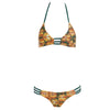 Women Sexy Reversible Spaghetti Strap Pineapple Pattern Padding Bikini Set Swimwear