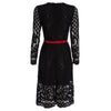 Elegant Round Collar Long Sleeve Lace A-Line Midi Dress for Women
