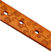 Vintage Women Leather Flower Print Metal Button Belt