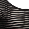 Active U-Neck Stripes See-Through Tank Top + Elastic Waist Capri Leggings Twinset for Women