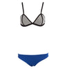 Sexy Color Block Wire Free Push Up Triangle Low Waist Two Separate SBR CR Bikini Set Swimwear for Women