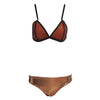 Sexy Color Block Wire Free Push Up Triangle Low Waist Two Separate SBR CR Bikini Set Swimwear for Women