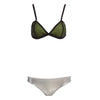 Sexy Color Block Wire Free Push Up Triangle Low Waist Two Separate SBR CR Bikini Set Swimwear for Women