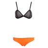Sexy Color Block Wire Free Push Up Triangle Low Waist Two Separate SBR CR Bikini Set Swimwear for Women
