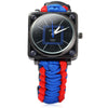 Multifuctional Survival Paracord Bracelet Watch with Compass Flint Fire Starter Scraper Whistle Gear