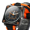 Multifuctional Survival Paracord Bracelet Watch with Compass Flint Fire Starter Scraper Whistle Gear