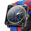 Multifuctional Survival Paracord Bracelet Watch with Compass Flint Fire Starter Scraper Whistle Gear