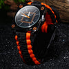 Multifuctional Survival Paracord Bracelet Watch with Compass Flint Fire Starter Scraper Whistle Gear