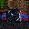 Multifuctional Survival Paracord Bracelet Watch with Compass Flint Fire Starter Scraper Whistle Gear