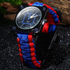 Multifuctional Survival Paracord Bracelet Watch with Compass Flint Fire Starter Scraper Whistle Gear