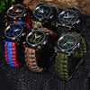 Multifuctional Survival Paracord Bracelet Watch with Compass Flint Fire Starter Scraper Whistle Gear