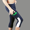Active Yoga Fitness Elastic Waist with Pocket Patchwork Color Block Capri Pants