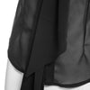 Sexy Bowknot Lace-up Sleeveless Perspective Front Single-breasted Pleats Patchwork Asymmetric Shirt for Women