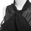 Sexy Bowknot Lace-up Sleeveless Perspective Front Single-breasted Pleats Patchwork Asymmetric Shirt for Women
