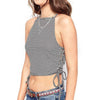 Stylish Spaghetti Strap Stripe Lace- Up Crop Top for Women