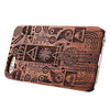 Vintage Geometric Pattern Embossment Carving Design Wood Back Case Cover for iPhone 6 / 6S