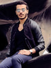 Stylish Stand Collar Slimming Large Pocket Color Splicing Long Sleeve Polyester Jacket For Men