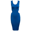 Sexy Round Collar Sleeveless Backless Patchwork Hollow Out Solid Color Knee-length Bodycon Dress for Women