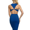 Sexy Round Collar Sleeveless Backless Patchwork Hollow Out Solid Color Knee-length Bodycon Dress for Women