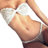 Sexy Lacework Bowtie Push Up Strapless Back Bandage Bra + Low Elastic Waist T-back Hollow Out Patchwork Pure Color Set for Women