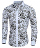 Turn Down Collar Plant Printing Shirt For Men