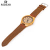 REDEAR SJ 1448 - 7 Female Wooden Quartz Watch Leather Strap Special Pattern Dial Wristwatch