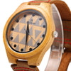 REDEAR SJ 1448 - 7 Female Wooden Quartz Watch Leather Strap Special Pattern Dial Wristwatch