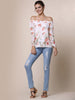 Stylish Off-The-Shoulder Long Sleeve Floral Print Chiffon Women's Blouse