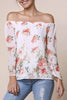 Stylish Off-The-Shoulder Long Sleeve Floral Print Chiffon Women's Blouse