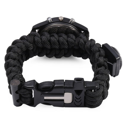 YUZE 6 in 1 Outdoor Survival Bracelet Watch Compass Whistle