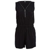 Casual V-neck Sleeveless Front Zipper Design Elastic Waist Pure Color Romper for Women