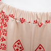 Vintage Mid Elastic Waist Print Patchwork Straight Shorts for Women