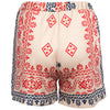 Vintage Mid Elastic Waist Print Patchwork Straight Shorts for Women